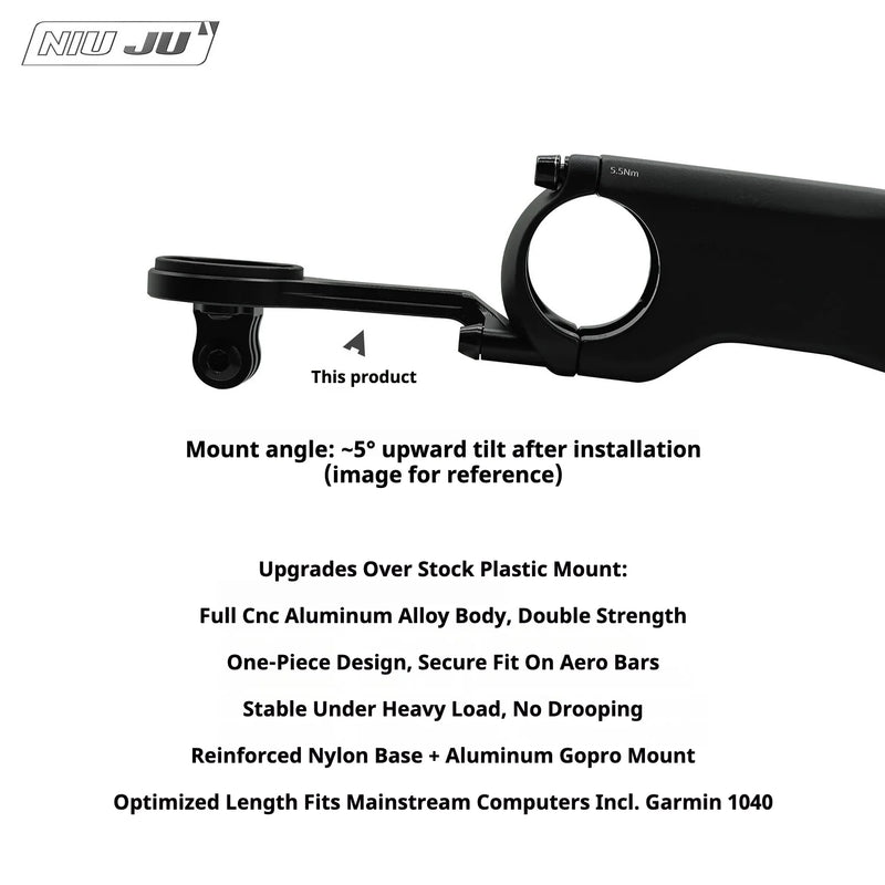 NIUJU CNC Aluminum Computer Mount for Giant Contact SL / SLR / Aero Stem | 42g | Garmin / Wahoo / Bryton / Giant / Cateye - Detail 3