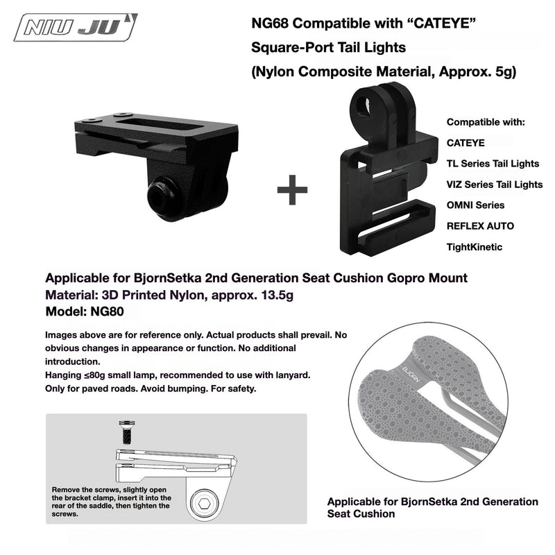 NIUJU Torque Saddle Mount for Bjorn Setka Gen 2 — GoPro / Tail Light / Race Number