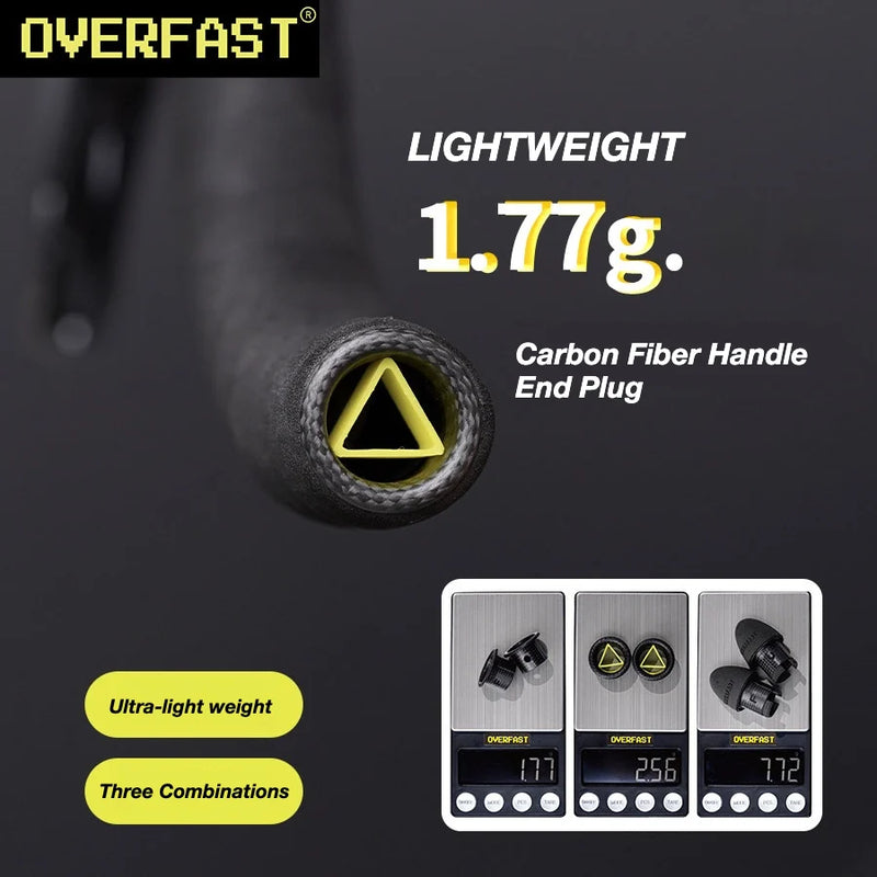 OVERFAST 1.77g Ultralight Carbon Fiber Bar End Plugs | Aero Road Bike Bar End Caps