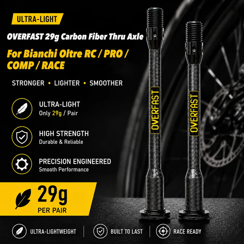 OVERFAST 29g Ultralight Carbon Fiber Thru Axle Set for Bianchi Oltre / Specialissima / XR4 / Ridley Noah 2023 - Detail 2