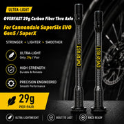 OVERFAST 29g Ultralight Carbon Fiber Thru Axle Set for Cannondale SuperSix EVO Gen5 / SuperX