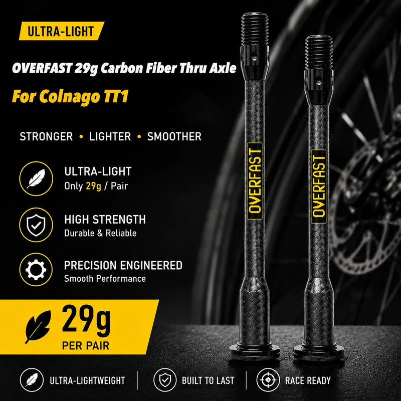 OVERFAST 29g Ultralight Carbon Fiber Thru Axle Set for Colnago TT1