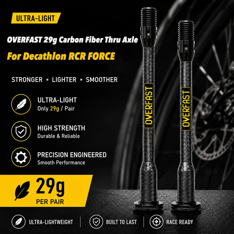 OVERFAST 29g Ultralight Carbon Fiber Thru Axle Set for Decathlon RCR FORCE