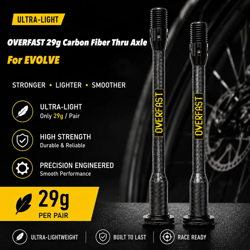 OVERFAST 29g Ultralight Carbon Fiber Thru Axle Set for EVOLVE