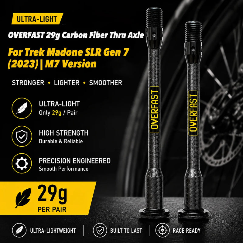 OVERFAST 29g Ultralight Carbon Fiber Thru Axle Set for Trek Madone SLR Gen 7 (2023) | M7 Version