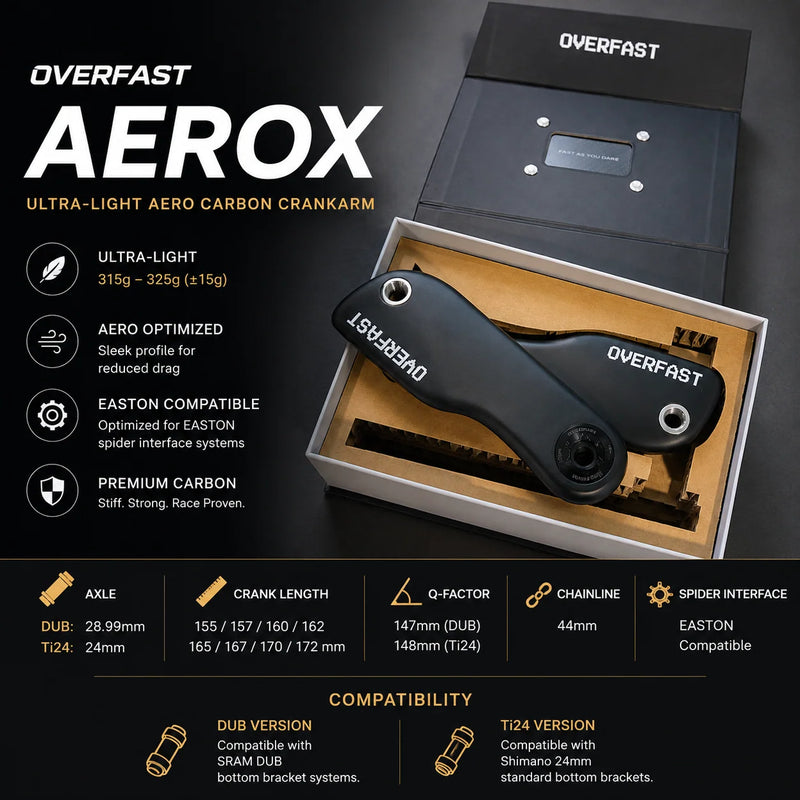 OVERFAST Aero Carbon Crankset for Road & TT Bikes | DUB / Ti24 | SRM & SIGEYI Compatible