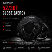 OVERFAST Aero Lightweight Alloy Chainring Set | 50/34T & 52/36T | 110x4 BCD - Detail 2