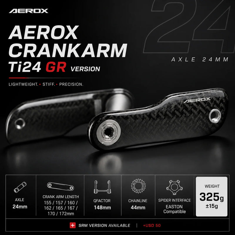 OVERFAST Aero Carbon Gravel Crankset Ti24 GR Version | EASTON / SRM Compatible