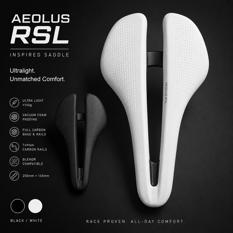 PAVEWAY Aeolus RSL-Inspired Full Carbon Road Saddle — 250 × 145mm