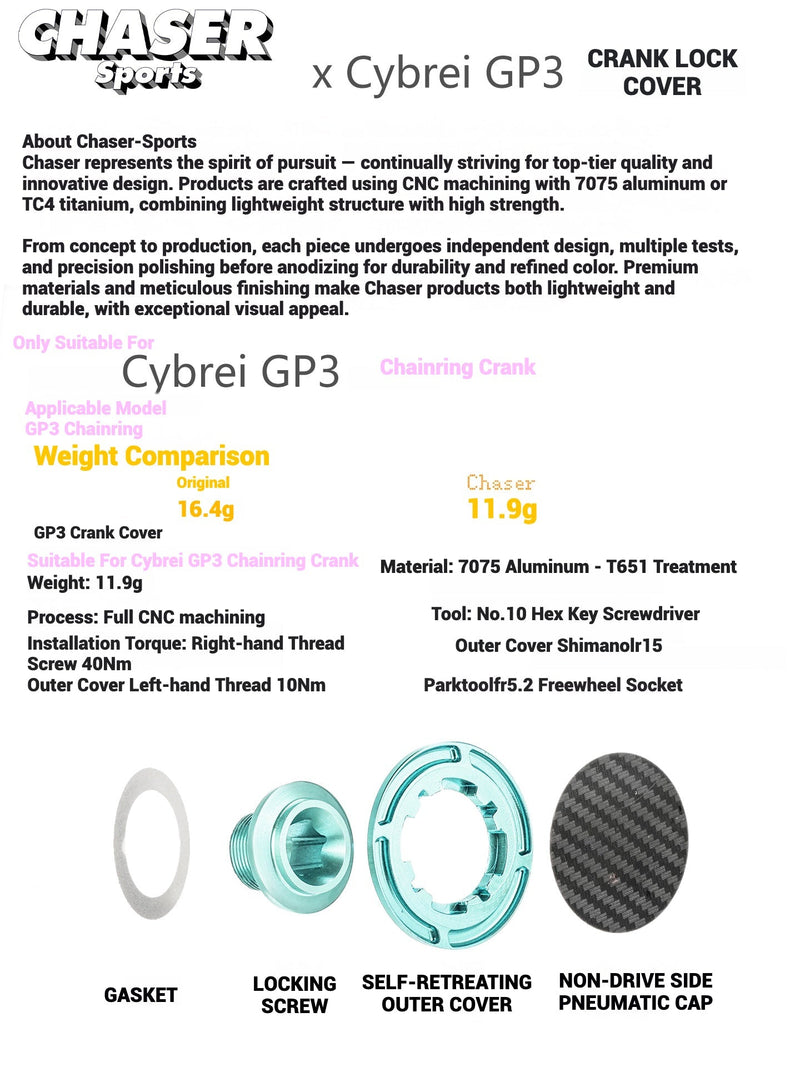 Chaser Aluminum Crank Bolt Kit for Cybrei GP-3