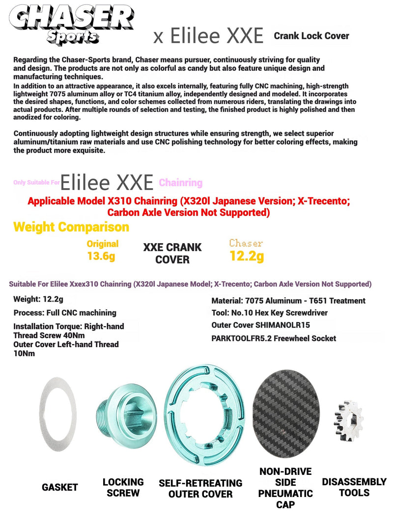 Chaser Aluminum Crank Bolt Kit for Elilee XXE X310