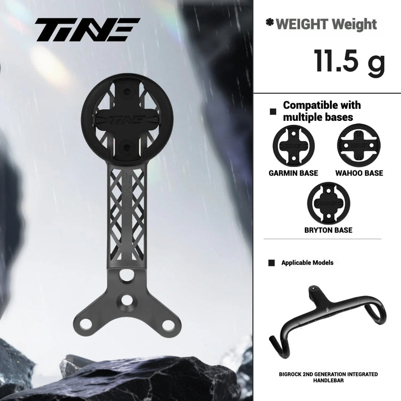 TNE BigRock SKYLINE V2 3D Printed Titanium Computer Mount | Integrated Handlebar | Garmin Wahoo Bryton