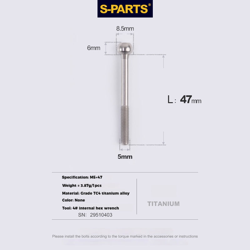 S-PartS M5 x 30/35/40/47mm Titanium Bolts & Barrel Nut & Washer Screw For Bicycle Seat Post