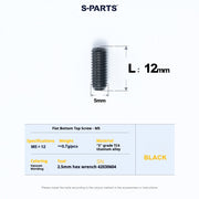 S-PartS Titanium Set Screw M5×12 – Flat End CNC Grade 5 TC4 Titanium Alloy Hex Bolt