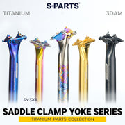 S-PARTS 3DAM 3D-Printed Titanium Saddle Clamp Yoke Kit — 31.8 / 33.9 / 34.9
