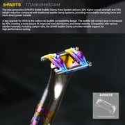 S-PARTS 3DAM 3D-Printed Titanium Saddle Clamp Yoke Kit — 31.8 / 33.9 / 34.9