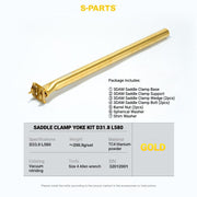S-PARTS 3DAM 3D-Printed Titanium Saddle Clamp Yoke Kit — 31.8 / 33.9 / 34.9 33.9 L580 Gold