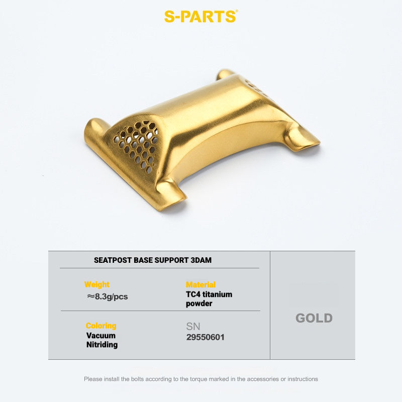 S-PARTS 3DAM Titanium Seatpost Hardware Kit for Cervélo S5 — 3D Printed — 2026 Compatible 3D Seatpost Base Gold