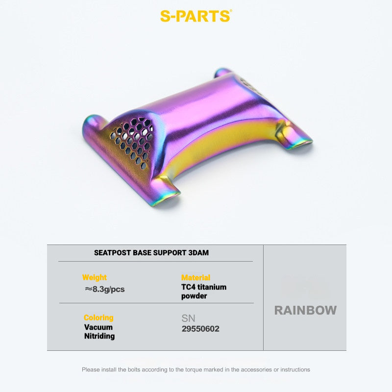 S-PARTS 3DAM Titanium Seatpost Hardware Kit for Cervélo S5 — 3D Printed — 2026 Compatible 3D Seatpost Base Rainbow