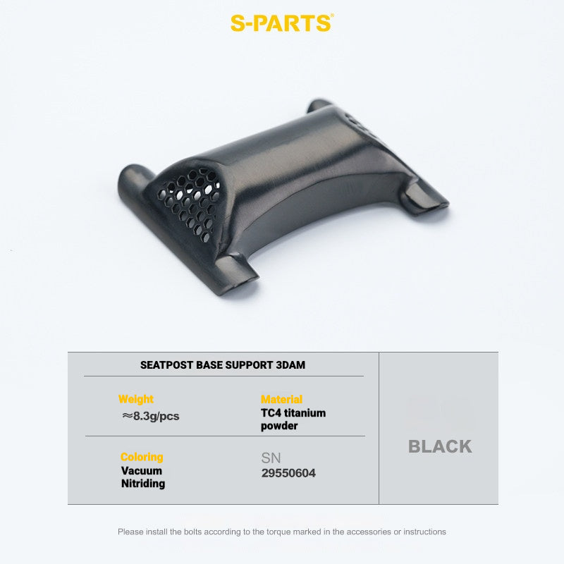 S-PARTS 3DAM Titanium Seatpost Hardware Kit for Cervélo S5 — 3D Printed — 2026 Compatible 3D Seatpost Base Black