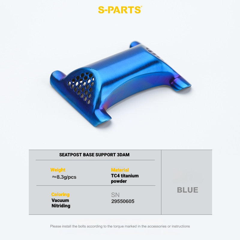 S-PARTS 3DAM Titanium Seatpost Hardware Kit for Cervélo S5 — 3D Printed — 2026 Compatible 3D Seatpost Base Blue