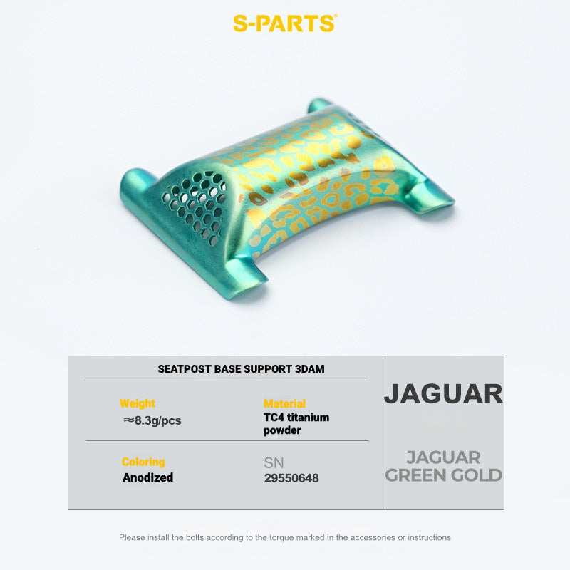 S-PARTS 3DAM Titanium Seatpost Hardware Kit for Cervélo S5 — 3D Printed — 2026 Compatible 3D Seatpost Base JAGUAR Green Gold