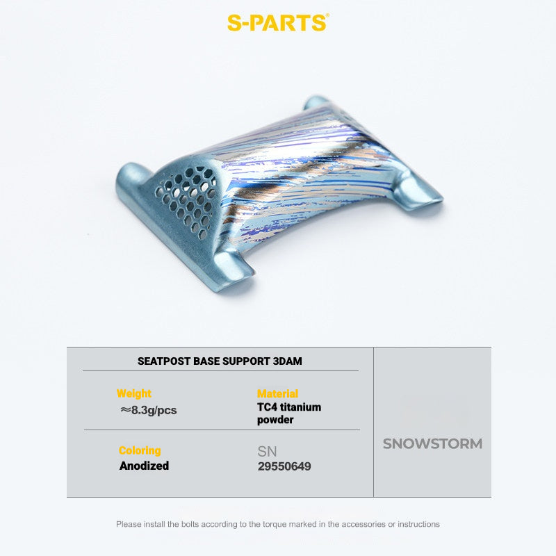S-PARTS 3DAM Titanium Seatpost Hardware Kit for Cervélo S5 — 3D Printed — 2026 Compatible 3D Seatpost Base Snowstorm