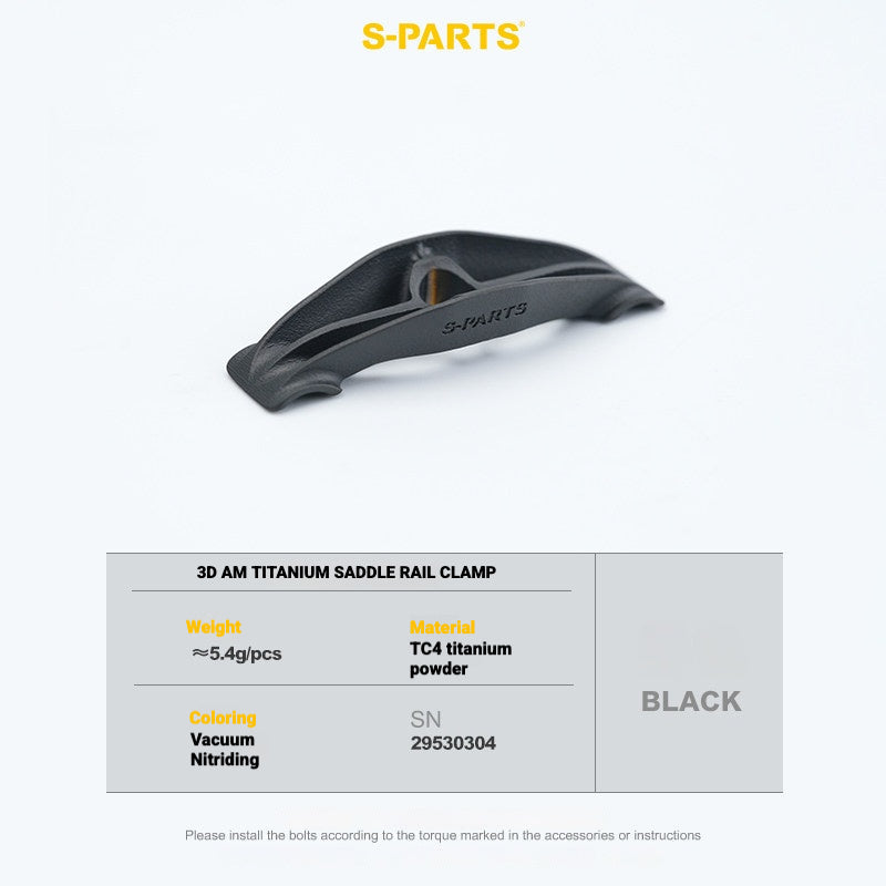 S-PARTS 3DAM Titanium Seatpost Hardware Kit for Cervélo S5 — 3D Printed — 2026 Compatible Saddle Clamp Black