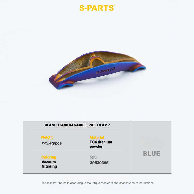 S-PARTS 3DAM Titanium Seatpost Hardware Kit for Cervélo S5 — 3D Printed — 2026 Compatible Saddle Clamp Blue