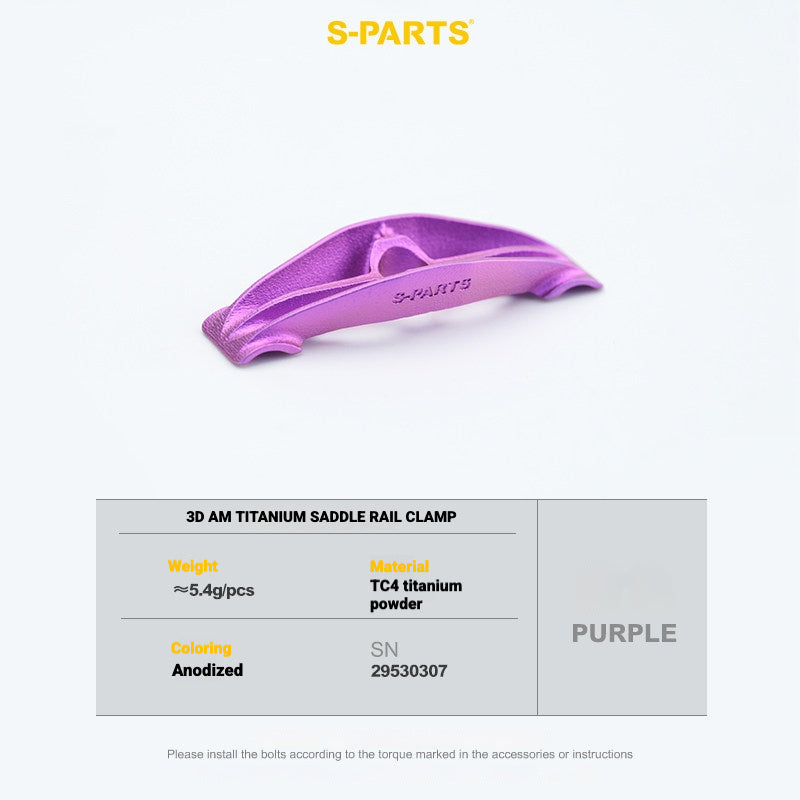 S-PARTS 3DAM Titanium Seatpost Hardware Kit for Cervélo S5 — 3D Printed — 2026 Compatible Saddle Clamp Purple