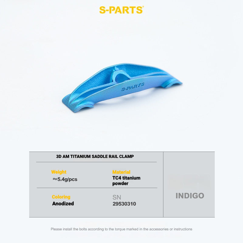 S-PARTS 3DAM Titanium Seatpost Hardware Kit for Cervélo S5 — 3D Printed — 2026 Compatible Saddle Clamp Indigo