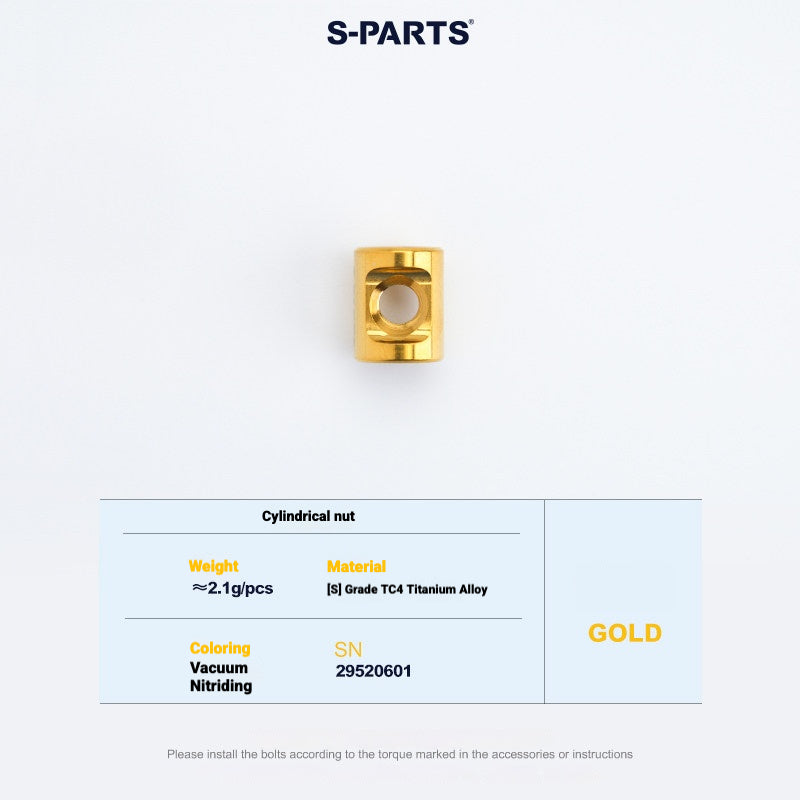S-PARTS 3DAM Titanium Seatpost Hardware Kit for Cervélo S5 — 3D Printed — 2026 Compatible Cylindrical Nut Gold