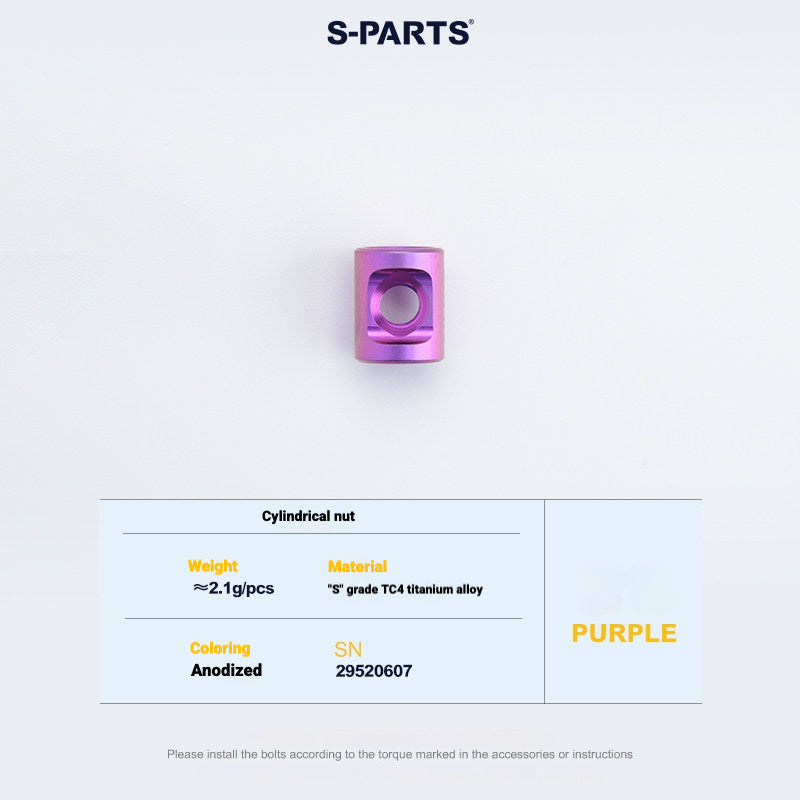 S-PARTS 3DAM Titanium Seatpost Hardware Kit for Cervélo S5 — 3D Printed — 2026 Compatible Cylindrical Nut Purple