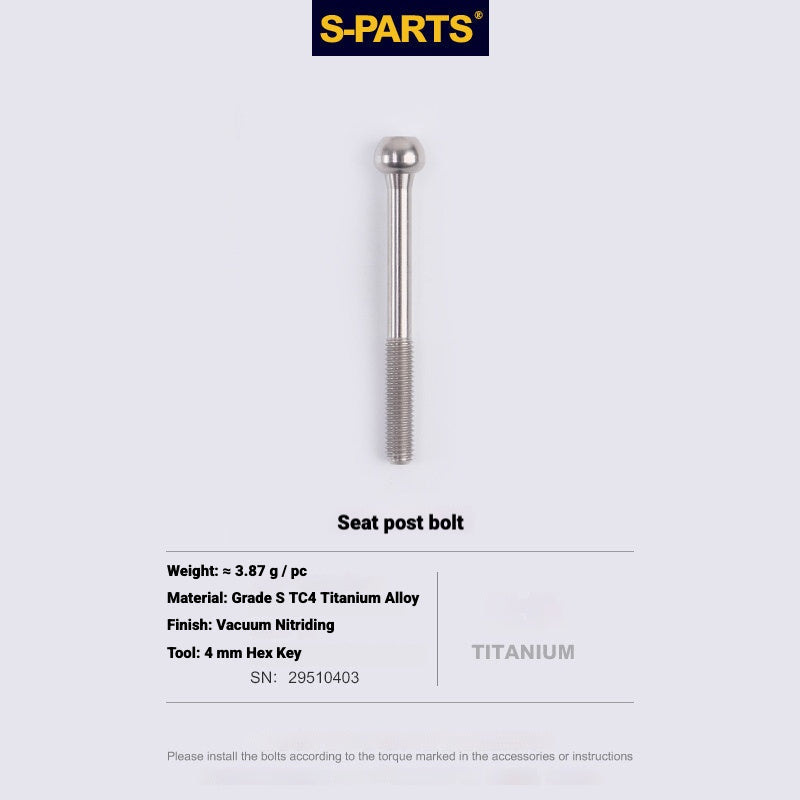 S-PARTS 3DAM Titanium Seatpost Hardware Kit for Cervélo S5 — 3D Printed — 2026 Compatible Front Seatpost Bolt Titanium