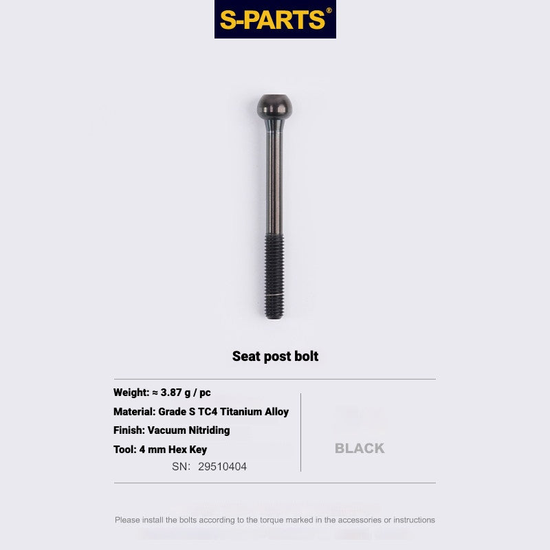 S-PARTS 3DAM Titanium Seatpost Hardware Kit for Cervélo S5 — 3D Printed — 2026 Compatible Front Seatpost Bolt Black