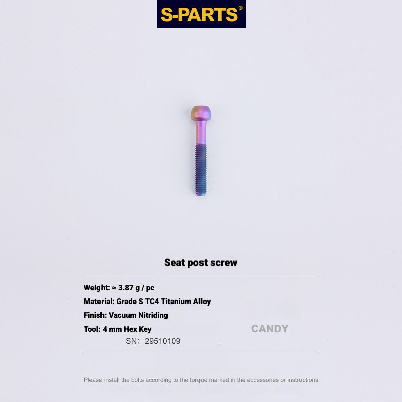 S-PARTS 3DAM Titanium Seatpost Hardware Kit for Cervélo S5 — 3D Printed — 2026 Compatible Rear Seatpost Bolt Candy