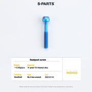 S-PARTS 3DAM Titanium Seatpost Hardware Kit for Cervélo S5 — 3D Printed — 2026 Compatible Rear Seatpost Bolt Indigo