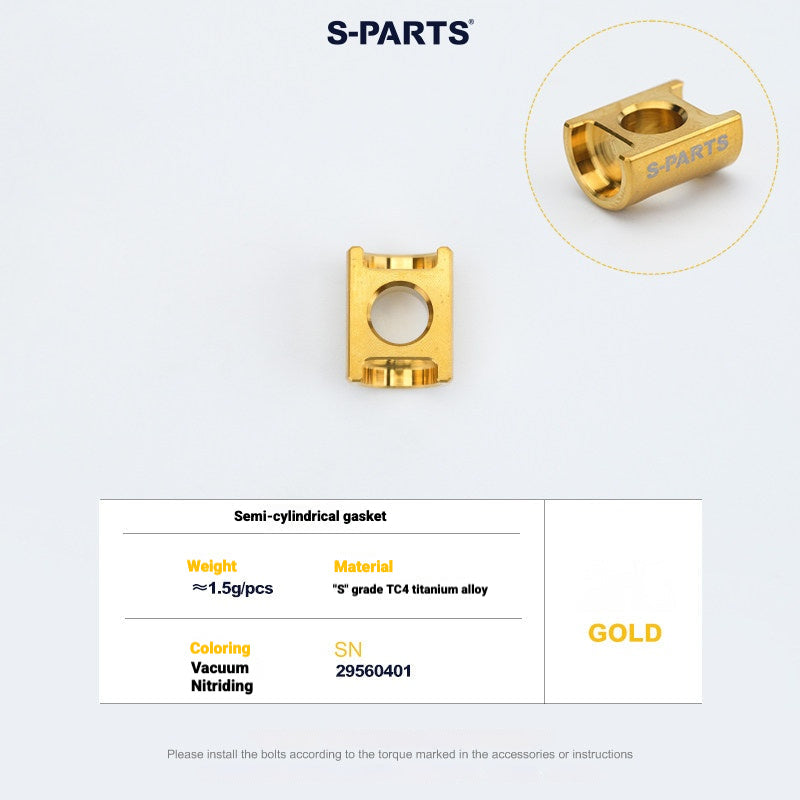 S-PARTS 3DAM Titanium Seatpost Hardware Kit for Cervélo S5 — 3D Printed — 2026 Compatible Semi Cylindrical Washer Gold