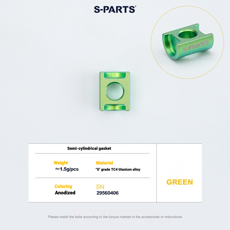 S-PARTS 3DAM Titanium Seatpost Hardware Kit for Cervélo S5 — 3D Printed — 2026 Compatible Semi Cylindrical Washer Green