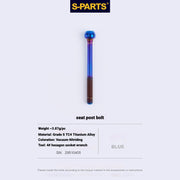 S-PARTS 3DAM Titanium Seatpost Hardware Kit for Cervélo S5 — 3D Printed — 2026 Compatible Front Seatpost Bolt Blue