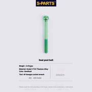 S-PARTS 3DAM Titanium Seatpost Hardware Kit for Cervélo S5 — 3D Printed — 2026 Compatible Front Seatpost Bolt Green