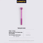 S-PARTS 3DAM Titanium Seatpost Hardware Kit for Cervélo S5 — 3D Printed — 2026 Compatible Front Seatpost Bolt Purple