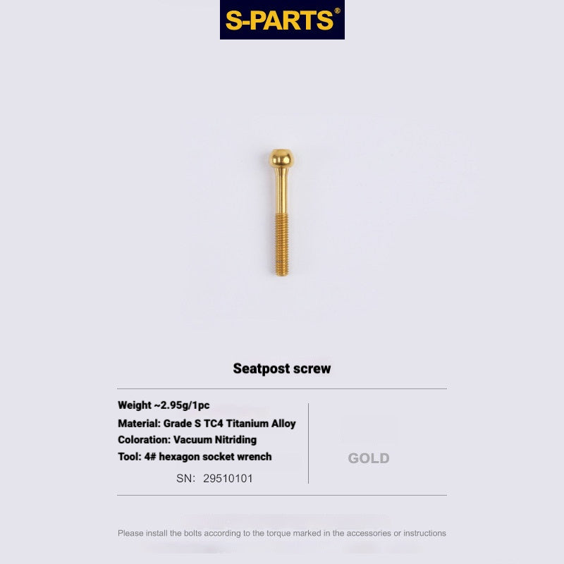 S-PARTS 3DAM Titanium Seatpost Hardware Kit for Cervélo S5 — 3D Printed — 2026 Compatible Rear Seatpost Bolt Gold