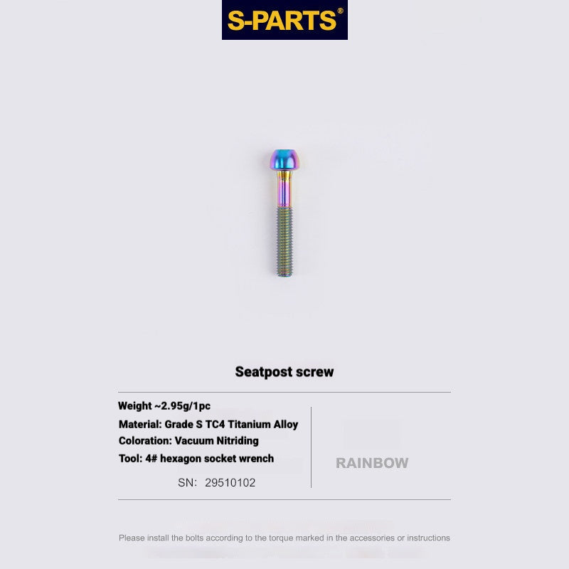S-PARTS 3DAM Titanium Seatpost Hardware Kit for Cervélo S5 — 3D Printed — 2026 Compatible Rear Seatpost Bolt Rainbow
