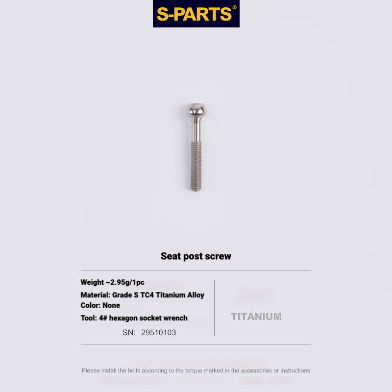 S-PARTS 3DAM Titanium Seatpost Hardware Kit for Cervélo S5 — 3D Printed — 2026 Compatible Rear Seatpost Bolt Titanium