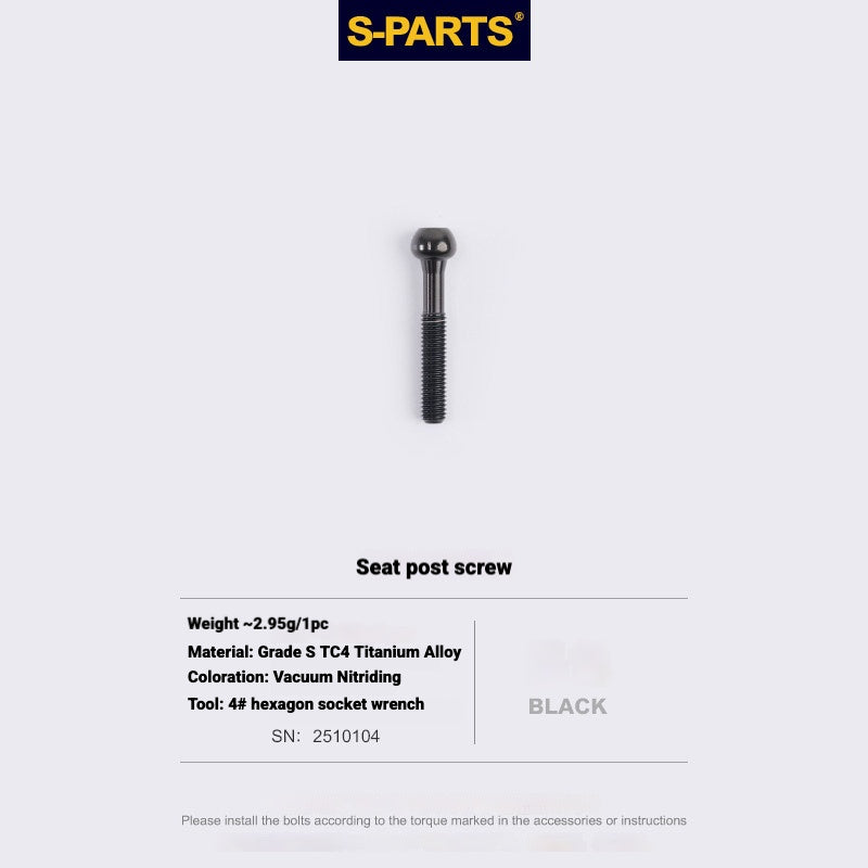 S-PARTS 3DAM Titanium Seatpost Hardware Kit for Cervélo S5 — 3D Printed — 2026 Compatible Rear Seatpost Bolt Black