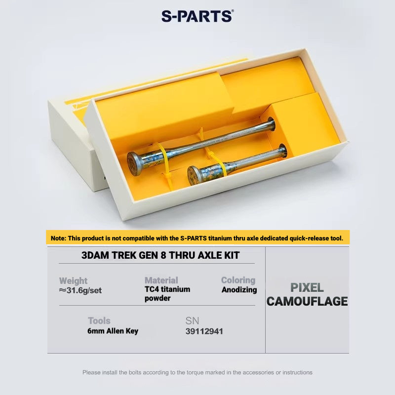S-PARTS 3DAM Titanium Thru Axle Kit for Trek Madone Gen 8 and Émonda