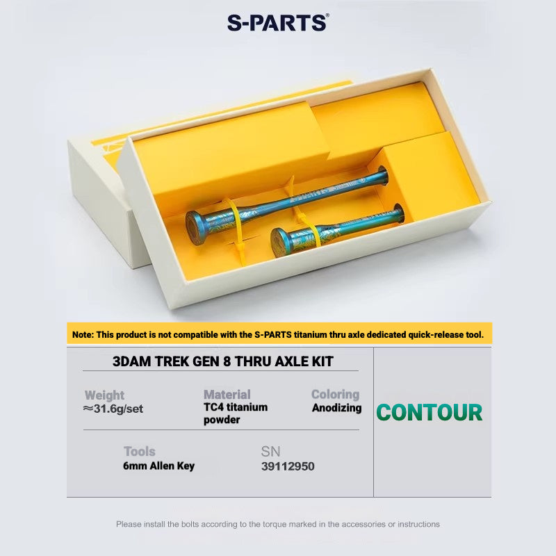 S-PARTS 3DAM Titanium Thru Axle Kit for Trek Madone Gen 8 and Émonda