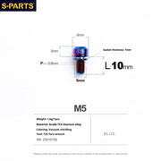 S-PARTS A2 M5 Titanium Screws — L10–40mm Blue