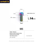 S-PARTS A2 M5 Titanium Screws L14mm Rainbow